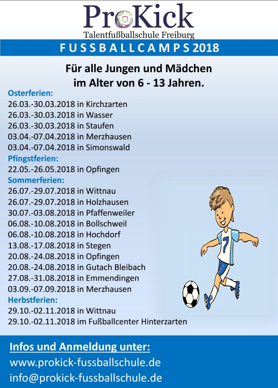 Fussballcamps 2018 – 26.03. bis 30.03. in Wasser